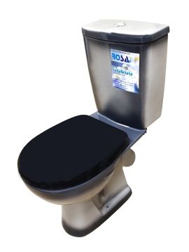 Унитаз-компакт напольный ROSA УЮТ ЧЕРНЫЙ к/вып.,2-реж.,3/6 л.,а/всп. сид. ППР 617*350*780мм