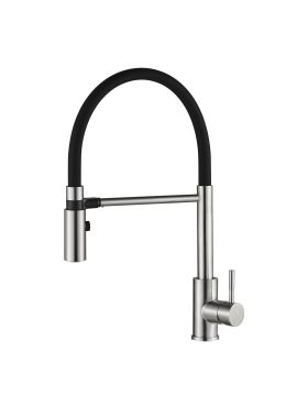 Смеситель для кухни ZILI DO рычажный с силиконовым черным изливом сатин S9877