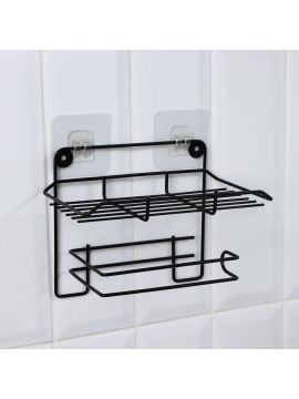 Держатель д/бумаги с полкой металл чёрный 190*100*145мм 10435027