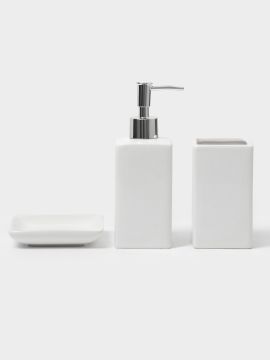 Набор аксессуаров «Лодж» 3 предмета (мыльница, дозатор, стакан) керамика белый 5224945