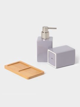 Набор аксессуаров SAVANNA Square 3 предмета (дозатор, стакан, подставка) керамика сиреневый 7500324