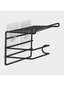 Держатель д/бумаги ДОЛЯНА «Лофт» с полкой металл чёрный 7529937