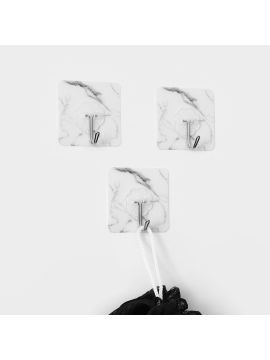 Крючок д/полотенец ДОЛЯНА «Мрамор» одинарный металл пластик 4шт 9826610