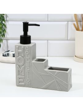Дозатор д/жидкого мыла  «SEE YOU HOME» настольный керамика серый 9913901