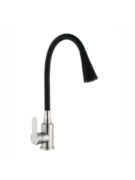 Смеситель для кухни АНТЕЙ рычажный с силиконовым черным изливом сатин 577033-ANT