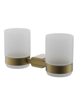 Стакан BELZ  навесной двойной стекло брашированное золото B90808